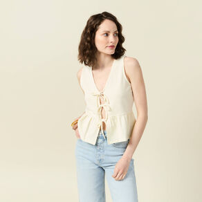 Blouse sans manches jaune pastel femme