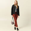 Pantalon chino cigarette rouge foncé femme