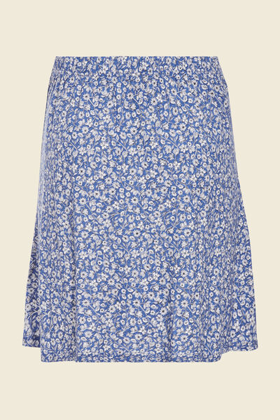 Jupe évasée fluide bleu femme