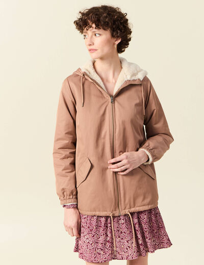 Parka réversible marron clair femme