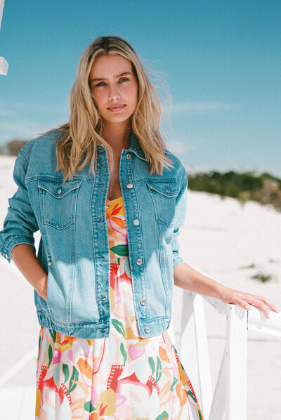 Blouson jean éco-responsable denim bleach femme