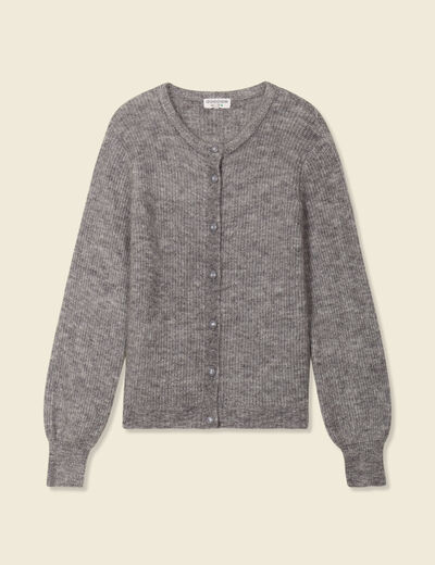 Gilet manches longues gris clair femme