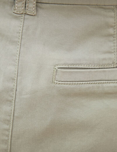 Chino cigarette 7/8&egrave;me taille haute vert kaki femme