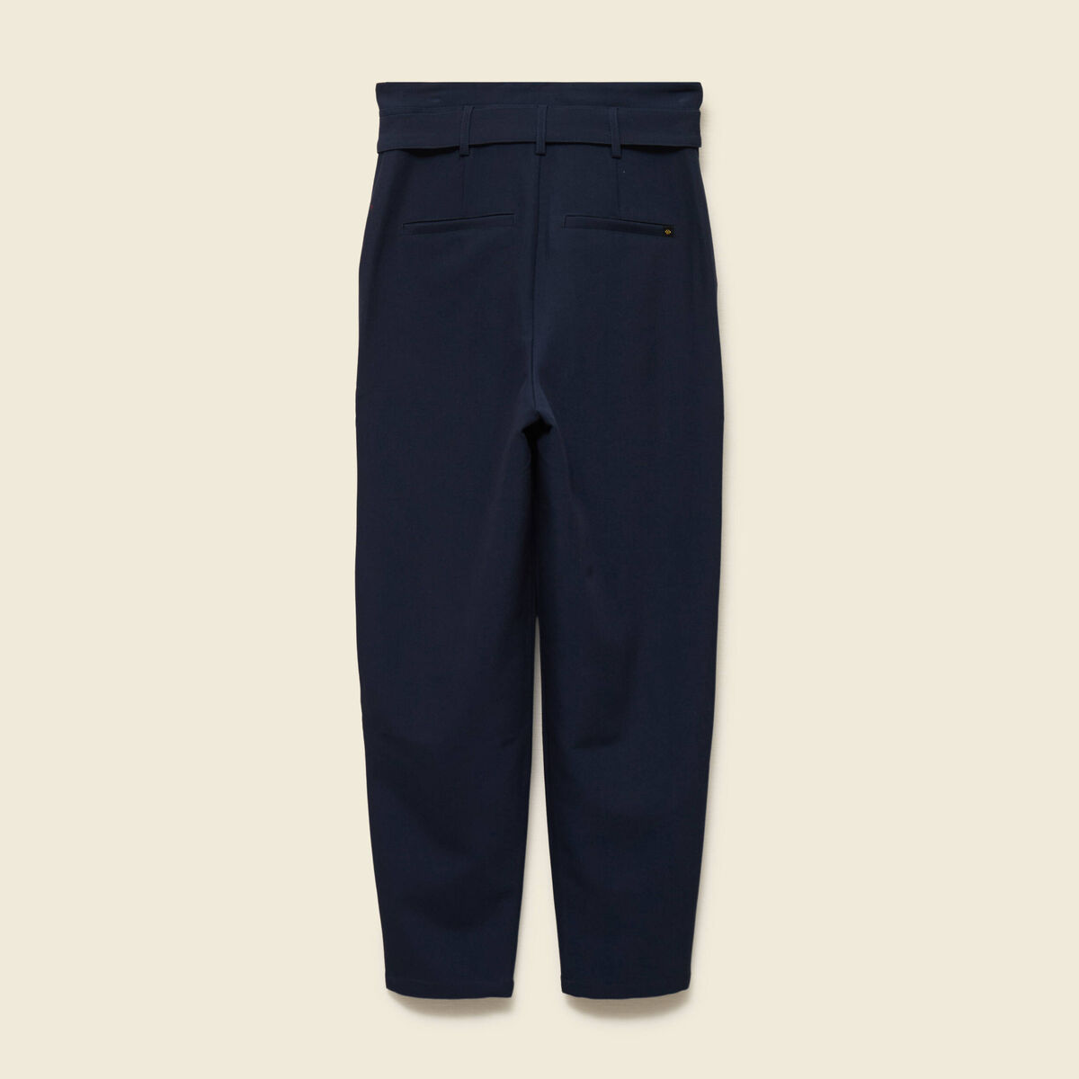 Pantalon carotte taille haute bleu marine femme