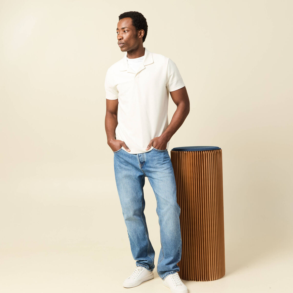 Polo manches courtes ecru homme