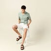 Chemise manches courtes vert olive homme