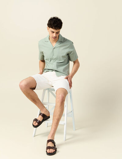 Chemise manches courtes vert olive homme