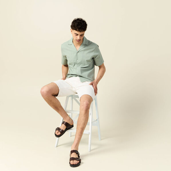 Chemise manches courtes vert olive homme
