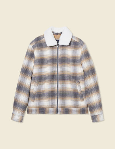 Blouson zippé col aviateur gris foncé homme