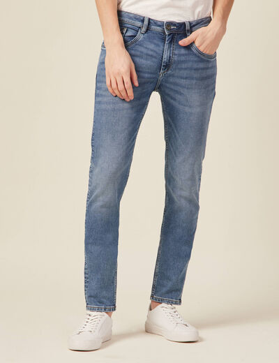 Jeans homme slim effet used denim double stone homme