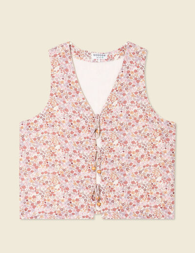 Gilet sans manches noué ivoire femme