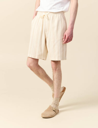 Short droit en tricot ecru homme