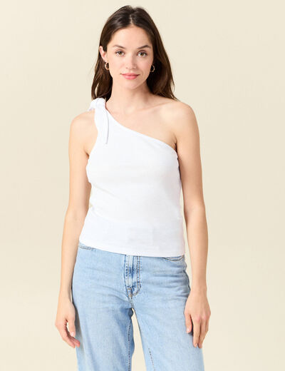 Débardeur asymétrique blanc femme