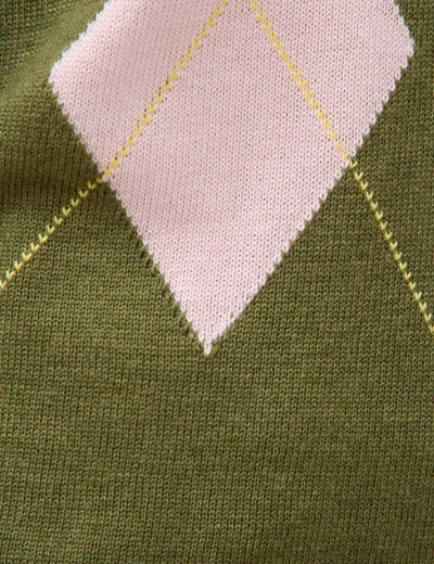 Pull col v manches longues vert femme