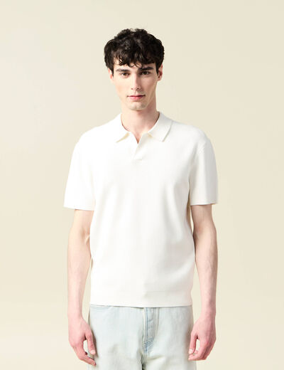 Polo cintré manches courtes ecru homme