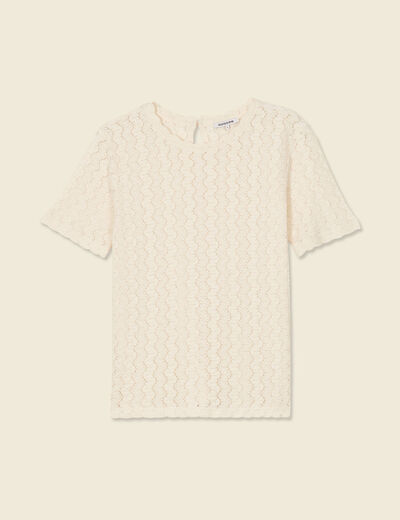 T-shirt manches courtes ecru femme