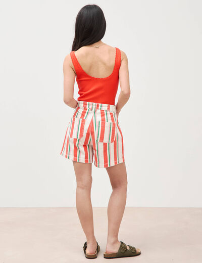 Short en jean taille haute blanc femme