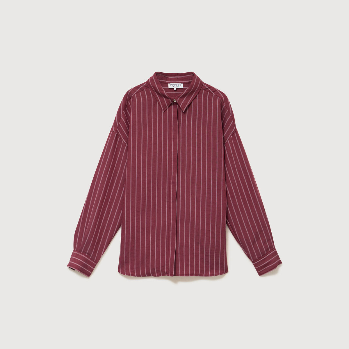 Chemise droite manches longues fluide bordeaux femme