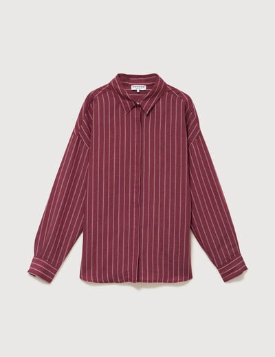 Chemise droite manches longues fluide bordeaux femme