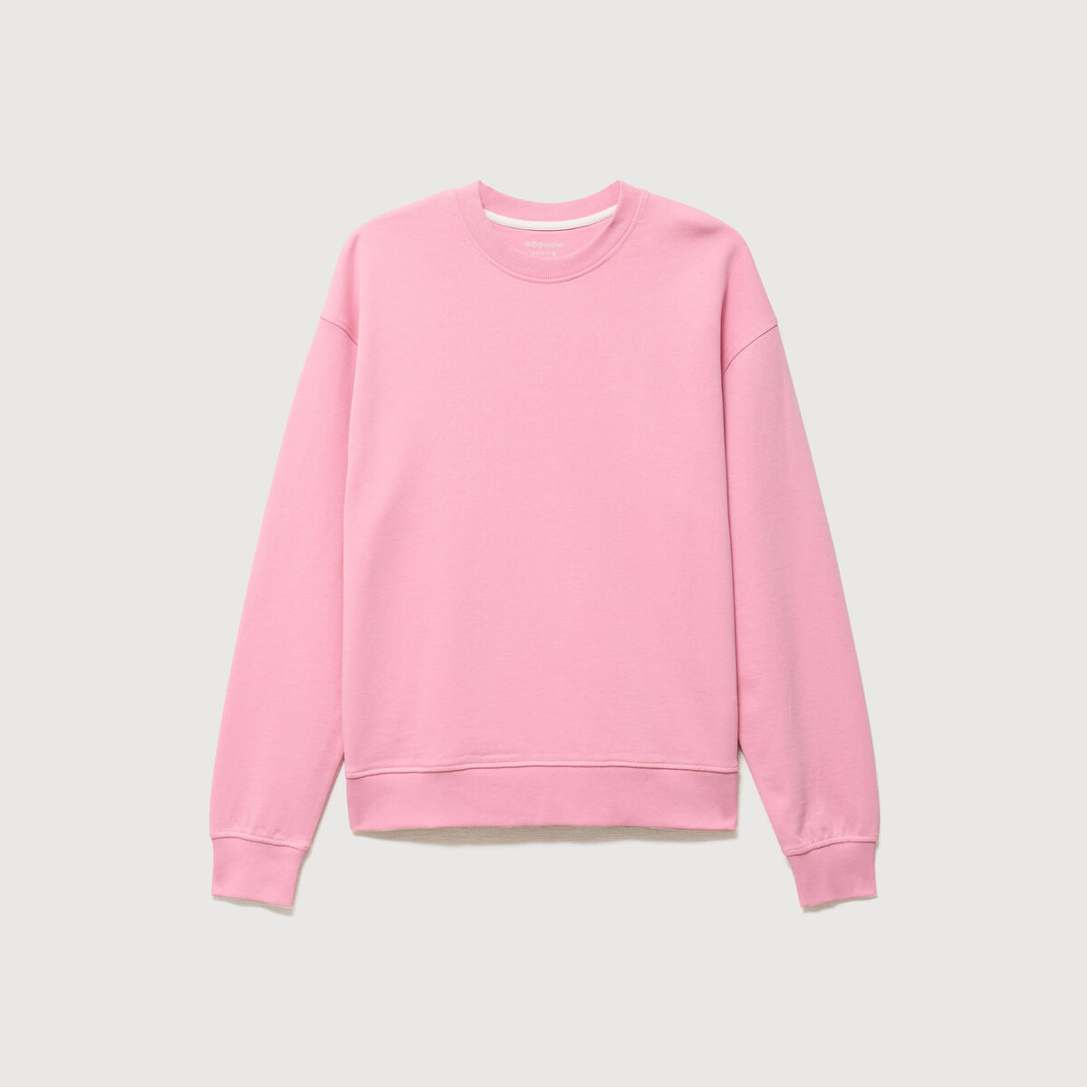 Sweat col rond manches longues en coton rose homme