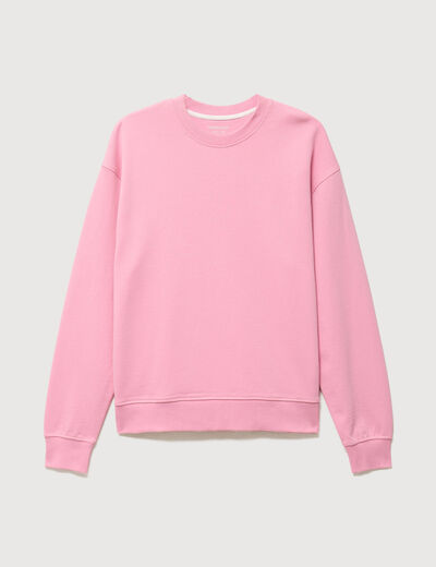 Sweat col rond manches longues en coton rose homme