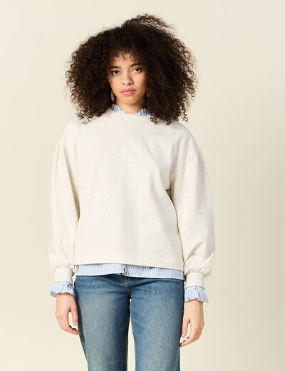 Sweat manches longues ecru femme