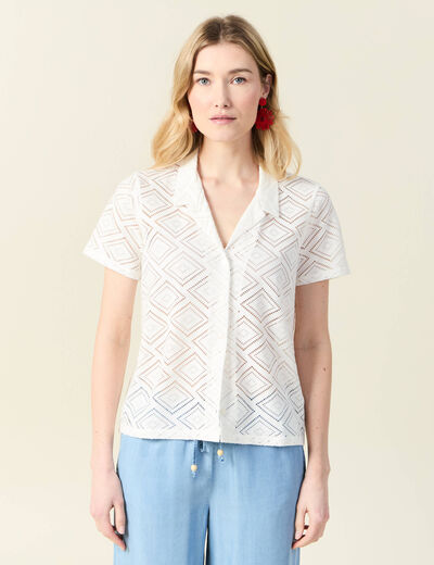 T-shirt manches courtes ecru femme