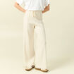 Pantalon large taille haute en maille creme femme