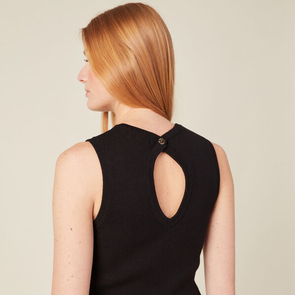pull debardeur eco responsable noir femme Pull débardeur éco-responsable noir femme