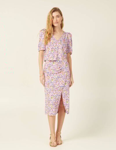 Jupe midi fourreau rose femme