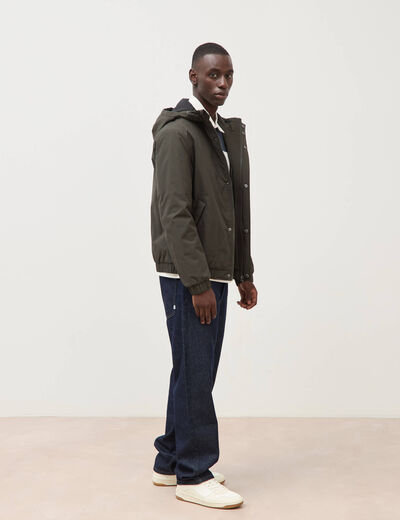 Parka coupe r&eacute;guli&egrave;re &agrave; capuche vert kaki homme