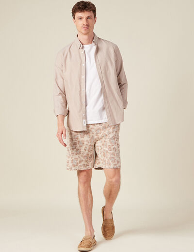 Bermuda droit taille nouée beige homme
