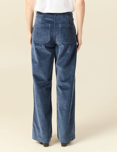 Pantalon large taille haute en velours gris femme