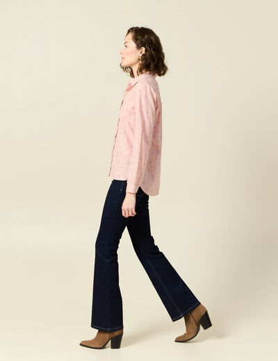 Chemise manches longues rose poudrée femme