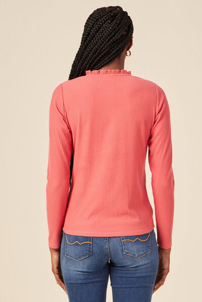 T-shirt manches longues terracotta femme