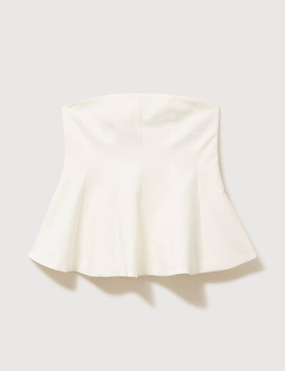 Top bustier &agrave; volants doubl&eacute; ecru femme