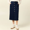 Jupe midi droite en jean denim brut femme