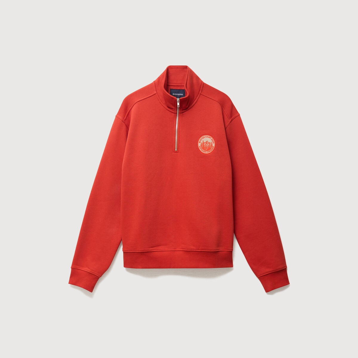 Sweat col camionneur manches longues orange fonc&eacute; homme