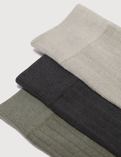 Lot de 5 paires chaussettes hautes vert kaki homme