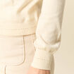 Gilet manches longues col rond creme femme