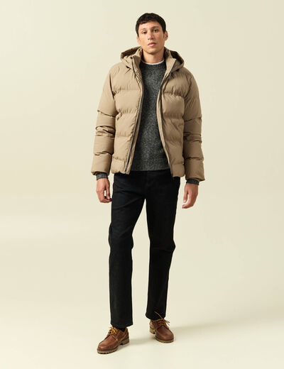 Doudoune avec capuche taupe homme