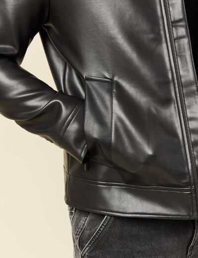 Blouson droit court manches longues noir homme