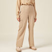 Pantalon cargo fluide beige femme