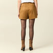 Short droit ceinturé suédine marron femme
