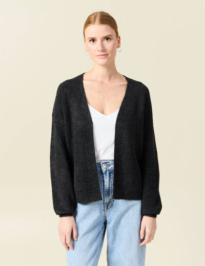 Gilet manches longues gris foncé femme