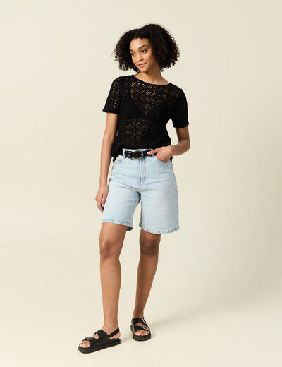 T-shirt manches courtes noir femme