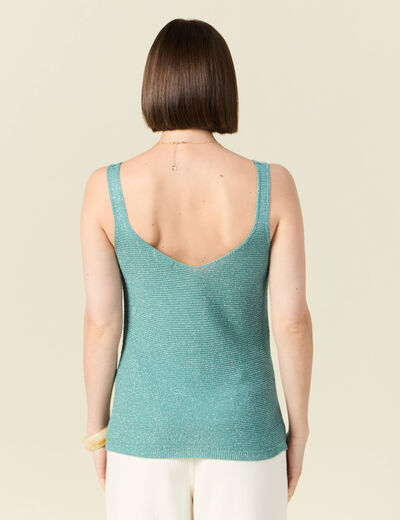 Pull débardeur bretelles vert foncé femme