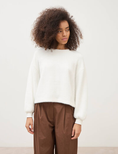 Sweat manches longues ecru femme