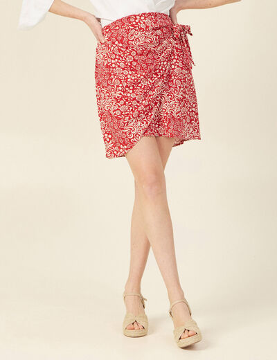 Jupe portefeuille rouge femme