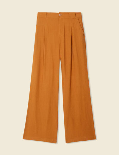 Pantalon large fluide marron femme